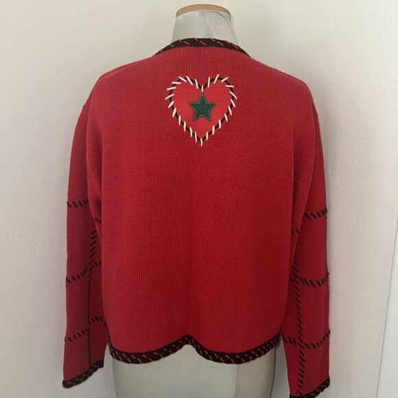 Red green holiday Christmas cardigan sweater charms Large L patches - Picture 3 of 7